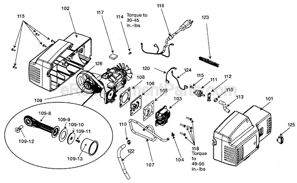 Page B Diagram and Parts List for Type 2 Porter Cable Compressor